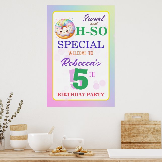 Póster Doughnut de cumpleaños dulce y muy especial (Cocina)