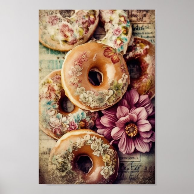 Póster Doughnut floral (Frente)
