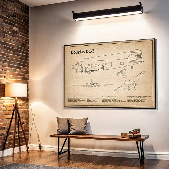 Póster Douglas DC-3 - Planes de dibujo del plano aéreo SD (Subido por el creador)