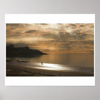 Póster Douglas Dog Walker al amanecer