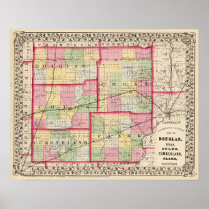 Póster Douglas, Edgar, Coles, Cumberland, Clark counties