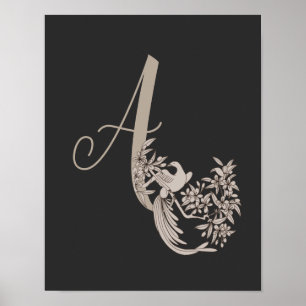 Póster Dove Elegante Monograma Inicial A