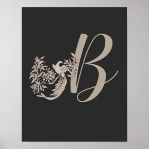Póster Dove Elegante Monograma Inicial B