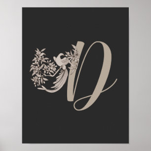 Póster Dove Elegante Monograma Inicial D  