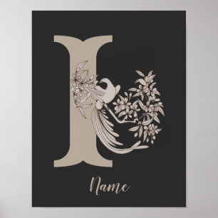 Póster Dove Elegante Monograma Inicial I Personalizado