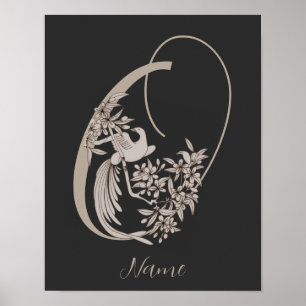 Póster Dove Elegante Monograma Inicial O Personalizado