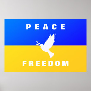 Póster Dove of Peace - Flag of Ukraine - Peace - Freedom 