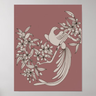 Póster Dove On Branch Bird Motif Art