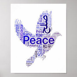 Póster Dove Word Art Peace