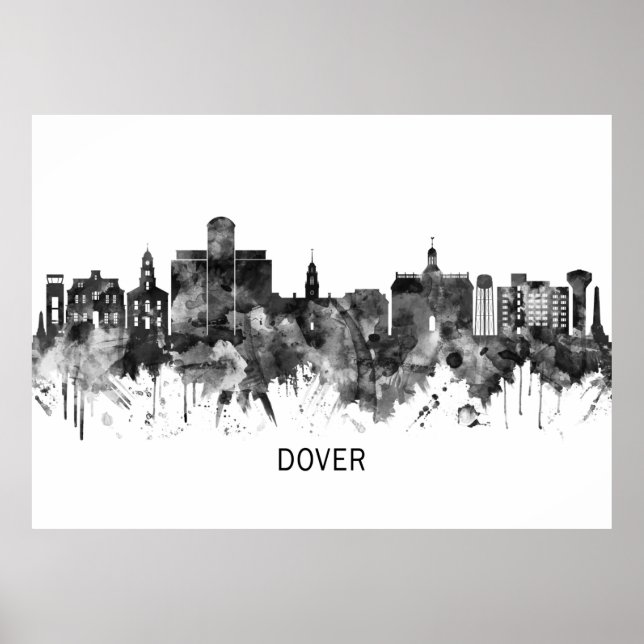Póster Dover Delaware Skyline BW (Frente)