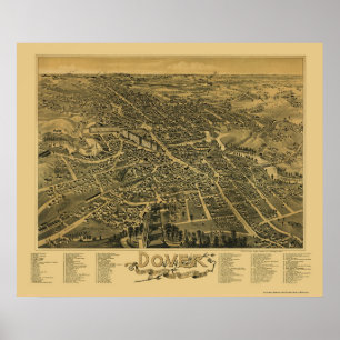 Póster Dover, mapa panorámico del NH - 1888