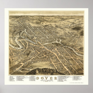 Póster Dover, Mapa Panorámico NH - 1877