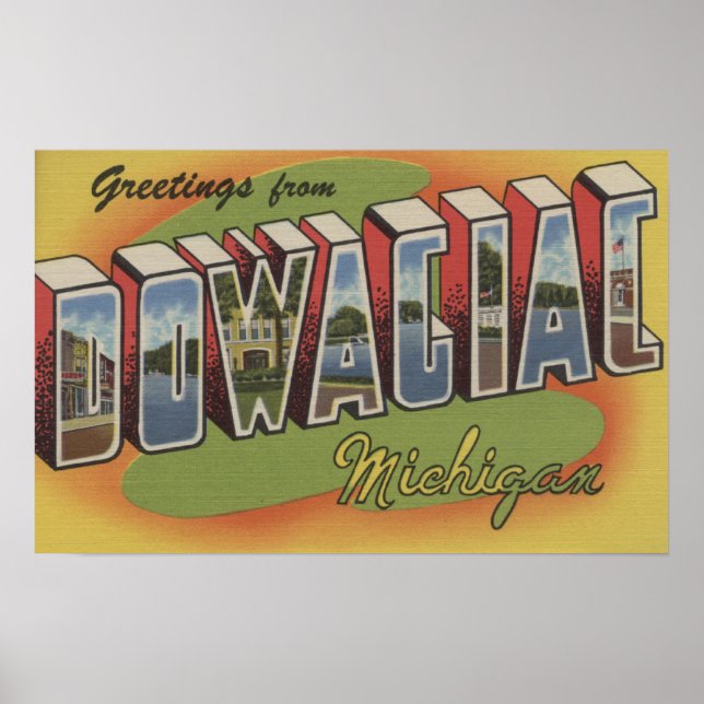 Póster Dowagiac, Michigan - Escenas de letras grandes 2 (Frente)
