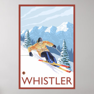 Póster Downhhill Snow Skier - Whistler, BC Canada