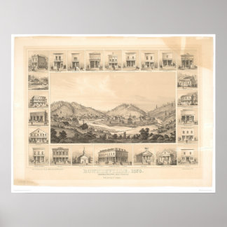Póster Downieville, CA Panoramic Map 1856 (0522A)