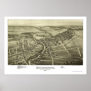 Póster Downingtown, Mapa Panorámico PA - 1893