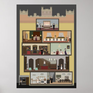 Póster Downton Abbey Pixel Art