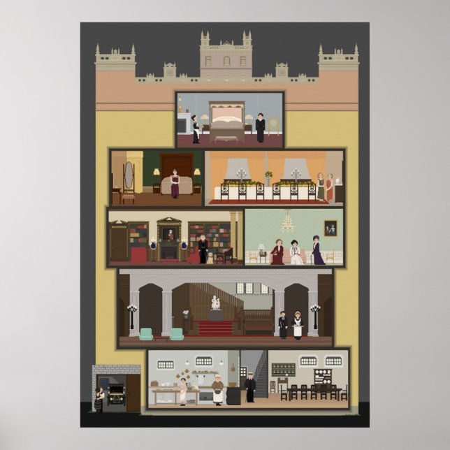 Póster Downton Abbey Pixel Art (Frente)