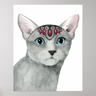 Póster Downton Cat   Bejeweled
