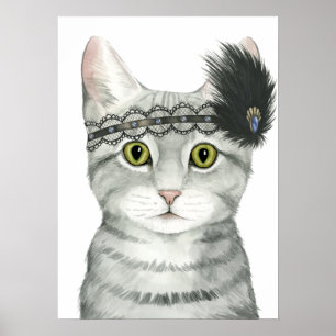 Póster Downton Cat   Bejeweled With Lace