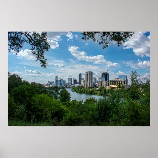 Póster Downtown Austin Skyline from Norwood- Austin Texas (Frente)