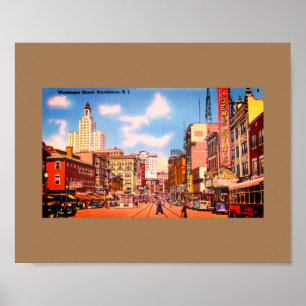 Póster Downtown Providence, RI Vintage Photo