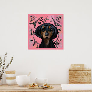 Póster Doxie negro y canela