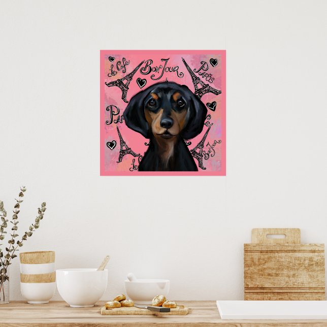 Póster Doxie negro y canela (Cocina)