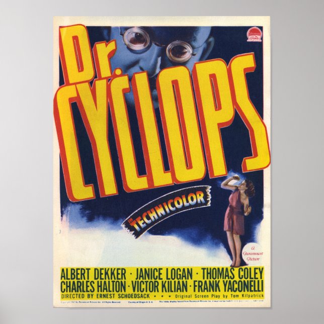 Póster Dr. Cyclops - Vintage Movie Sci-Fi Horror (Frente)