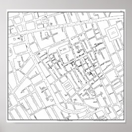 Póster Dr. John Snow: Cholera Map of London, 1854