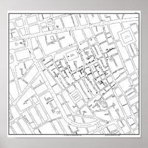 Póster Dr. John Snow: Cholera Map of London, 1854