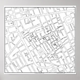 Póster Dr. John Snow: Cholera Map of London, 1854