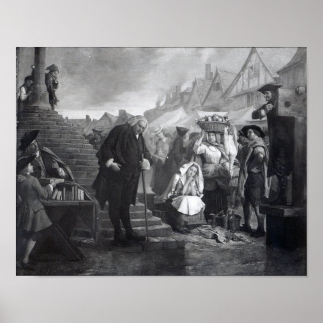 Póster Dr. Johnson haciendo penitencia en el mercado (Frente)