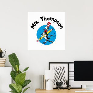 Póster Dr. Seuss   Cat en el nombre personalizado Gorra