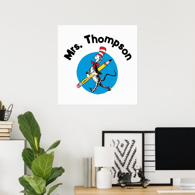 Póster Dr. Seuss | Cat en el nombre personalizado Gorra (Oficina en casa)