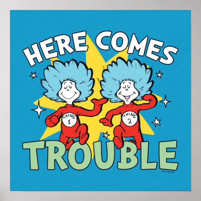 Póster Dr. Seuss | Cosa Uno Cosa Dos Aquí Viene el Proble (Frente)