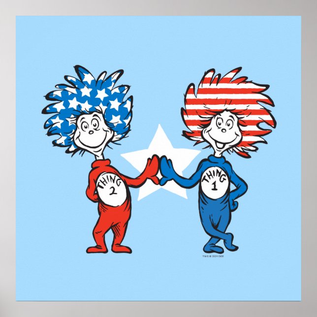 Póster Dr. Seuss | Cosa Uno Cosa Dos Gráfico Patriótico (Frente)