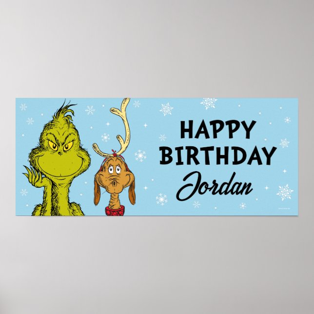 Póster Dr. Seuss | Cumpleaños de invierno del Grinch (Frente)