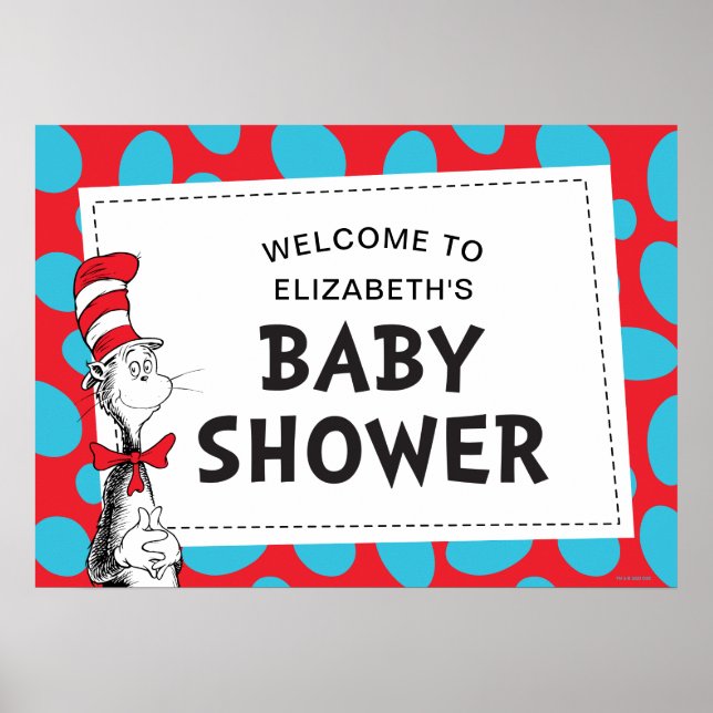 Póster Dr. Seuss | Ducha de bebé del Gato en el Sombrero (Frente)
