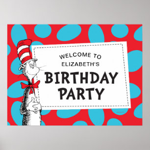 Póster Dr. Seuss Fiesta de cumpleaños del gato en el so