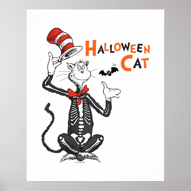 Póster Dr. Seuss | Gato en el sombrero de Halloween (Frente)