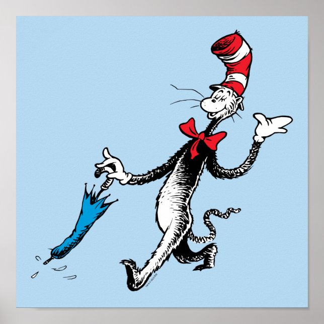 Póster Dr. Seuss | Gato en la caminata del paraguas Gorra (Frente)