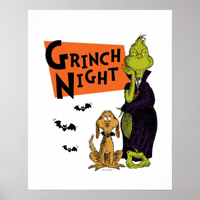 Póster Dr. Seuss | Gráfica nocturna de Hallowen Grinch (Frente)