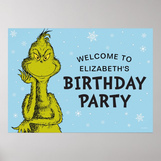 Póster Dr. Seuss | Grinch Cumpleaños de Invierno Bienveni (Frente)