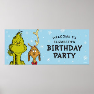 Póster Dr. Seuss Grinch Cumpleaños de Invierno Bienveni