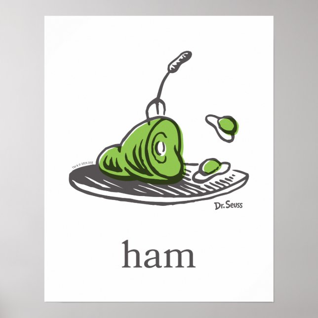 Póster Dr. Seuss | Huevos verdes con jamón (Frente)