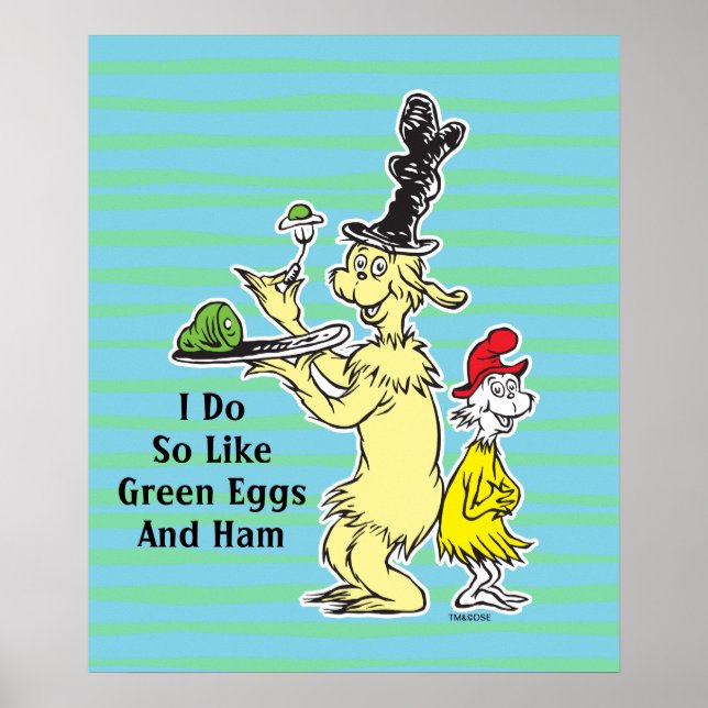 Póster Dr. Seuss | Huevos verdes con jamón | Amigo y Sam- (Frente)