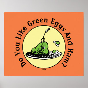 Póster Dr. Seuss   Icono de Huevos Verdes con Jamón