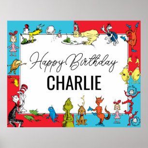 Póster Dr. Seuss - Personajes   Cumpleaños de Niños