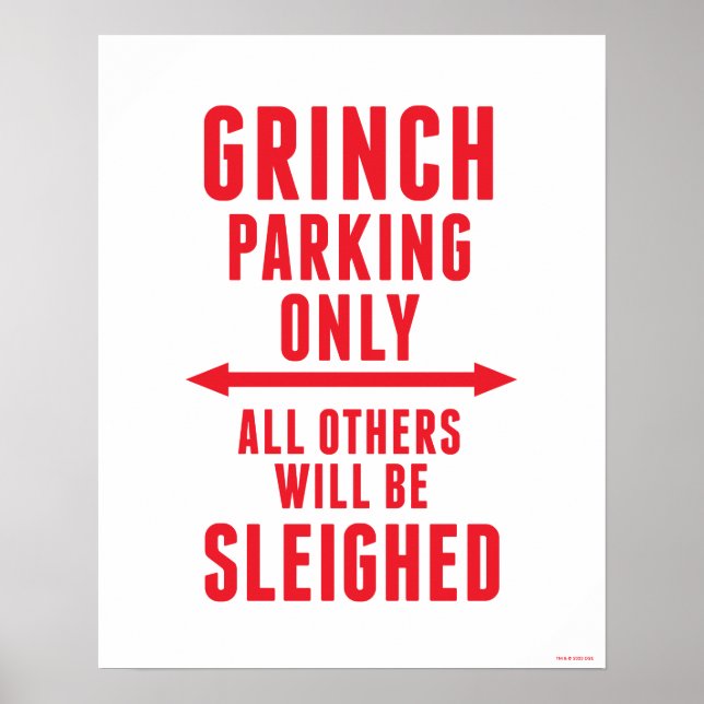 Póster Dr. Seuss | Solo estacionamiento para Grinch (Frente)